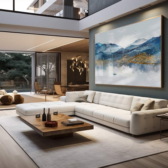 Quadro Decorativo Paisagem Montanhosa - Inspiração Natural - quadros decorativos para sala 1 Tela, 1 Tela Horizontal - em living room premium