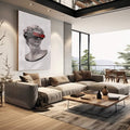 Quadro Decorativo Conexão Moderna: Beleza em Prateado - quadros decorativos para sala 1 Tela Vertical, 3 Telas - em living room premium