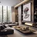 Quadro Decorativo Conexão Moderna: Beleza em Prateado - quadros decorativos 1 Tela Vertical, 3 Telas - em sala moderna