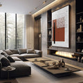 Quadro Decorativo Elegância Abstrata em Tons Serenos - quadros decorativos 1 Tela Vertical, 3 Telas - em sala moderna