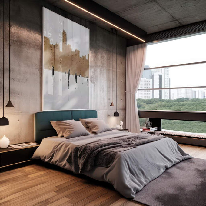 Quadro Decorativo Encanto Invernal na Cidade: Beleza Única - quadros decorativos 1 Tela Vertical, 3 Telas - em escritorio elegante