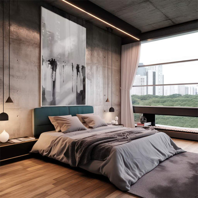 Quadro Decorativo Cidade Vibrante: Essência Urbana em Foco - quadros decorativos para sala 1 Tela Vertical, 3 Telas - em quarto contemporaneo