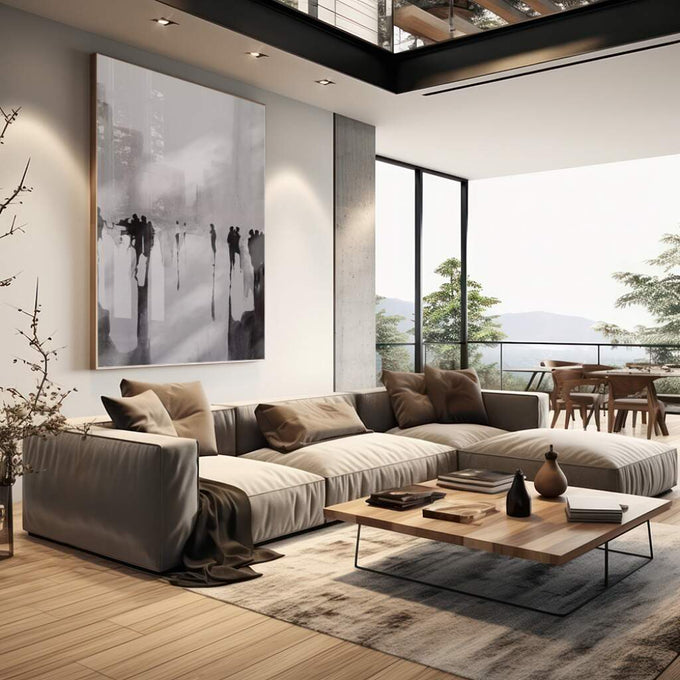 Quadro Decorativo Cidade Vibrante: Essência Urbana em Foco - quadros decorativos 1 Tela Vertical, 3 Telas - em escritorio elegante