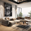 Quadro Decorativo: A Redenção em Preto e Branco - quadros decorativos para sala 1 Tela Vertical, 3 Telas - em living room premium