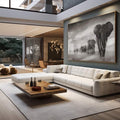 Quadro Decorativo Majestosos Elefantes em Marcha - quadros decorativos para sala 1 Tela, 1 Tela Horizontal - em living room premium