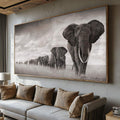 Quadro Decorativo Majestosos Elefantes em Marcha - quadros decorativos para sala 1 Tela, 1 Tela Horizontal - em ambiente decorado