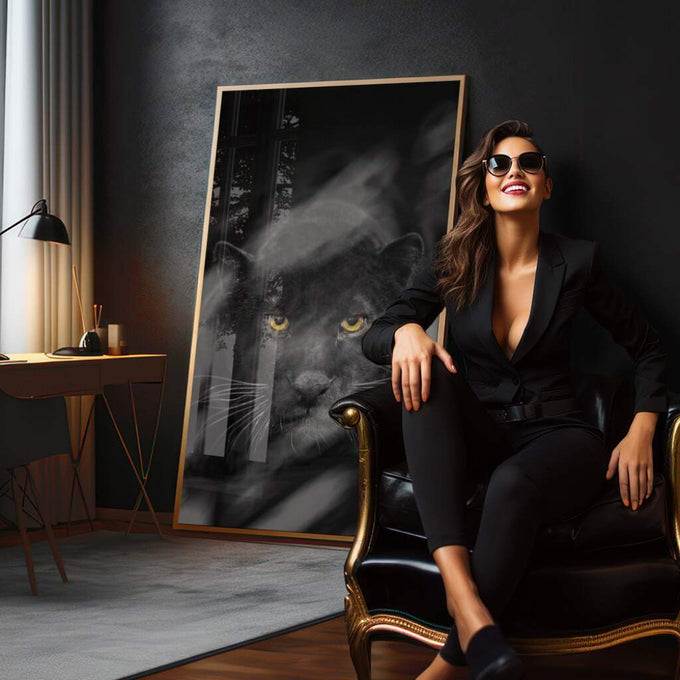 Quadro Decorativo Majestade da Pantera Negra - Adicione Elegância - quadros decorativos para sala 1 Tela Vertical, 3 Telas - em quarto contemporaneo