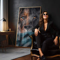 Quadro Decorativo Leão Submerso: Serenidade e Majestade - quadros decorativos para sala 1 Tela Vertical, 3 Telas - em quarto contemporaneo