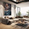 Quadro Decorativo Leão Submerso: Serenidade e Majestade - quadros decorativos para sala 1 Tela Vertical, 3 Telas - em living room premium
