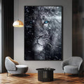 Quadro Decorativo Majestade Invernal - Leão na Neve - quadros decorativos para sala 1 Tela Vertical, 3 Telas - em ambiente decorado