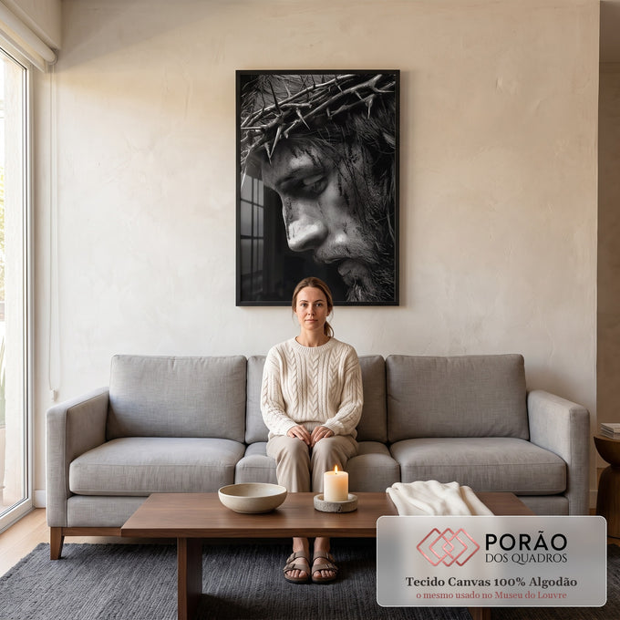 Quadro Decorativo Espiritualidade e Reflexão em sala de estar moderna - quadros decorativos para sala