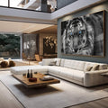 Quadro Decorativo Olhar Hipnotizante do Tigre: Pureza da Selva - quadros decorativos para sala 1 Tela, 1 Tela Horizontal - em living room premium