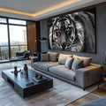Quadro Decorativo Olhar Hipnotizante do Tigre: Pureza da Selva - quadros decorativos para sala 1 Tela, 1 Tela Horizontal - em ambiente decorado