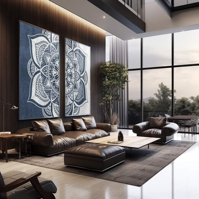 Quadro Decorativo: Mandalas para Paz Interior - quadros decorativos 2 Telas, abstrato - em escritorio elegante