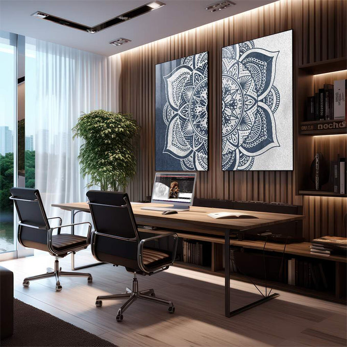 Quadro Decorativo: Mandalas para Paz Interior - quadros decorativos para sala 2 Telas, abstrato - em living room premium