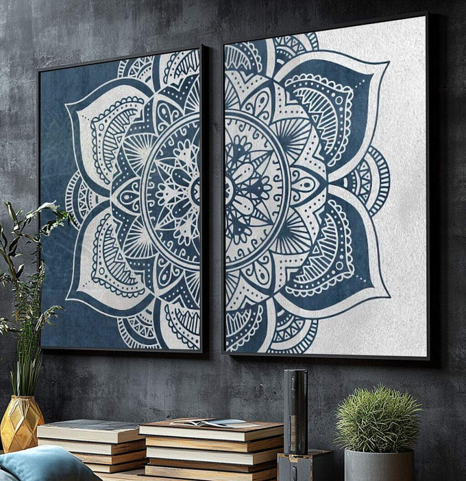 Quadro Decorativo: Mandalas para Paz Interior - quadros decorativos para sala 2 Telas, abstrato - em ambiente decorado