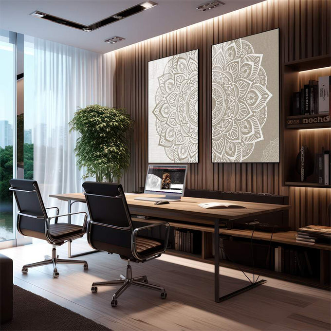 Quadro Decorativo Mandalas Paz - Sua Casa em Harmonia - quadros decorativos para sala 2 Telas, abstrato - em living room premium