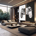 Quadro Decorativo Gamers em Ação: Exclusividade Visual - quadros decorativos para sala 2 Telas, abstrato geométrico - em quarto contemporaneo