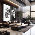 Quadro Decorativo Gamers em Ação: Exclusividade Visual - quadros decorativos 2 Telas, abstrato geométrico - em escritorio elegante