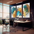 Quadro Decorativo: Renove com Ginkgo Biloba - quadros decorativos 1 Tela Vertical, 3 Telas - em sala moderna