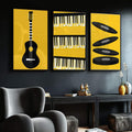 Quadro Decorativo Melodia da Alma em Cores Vibrantes - quadros decorativos para sala 1 Tela Vertical, 3 Telas - em ambiente decorado