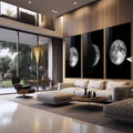 Quadro Decorativo Mistério Lunar: Transforme seu Ambiente - quadros decorativos para sala 1 Tela Vertical, 3 Telas - em quarto contemporaneo