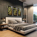 Quadro Decorativo Luxo em Cartas: Toque de Ouro - quadros decorativos 1 Tela Vertical, 3 Telas - em escritorio elegante