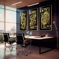Quadro Decorativo Luxo em Cartas: Toque de Ouro - quadros decorativos para sala 1 Tela Vertical, 3 Telas - em living room premium