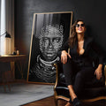 Quadro Decorativo Beleza Étnica: Cultura Etíope em Preto e Branco - quadros decorativos 1 Tela Vertical, 3 Telas - em sala moderna