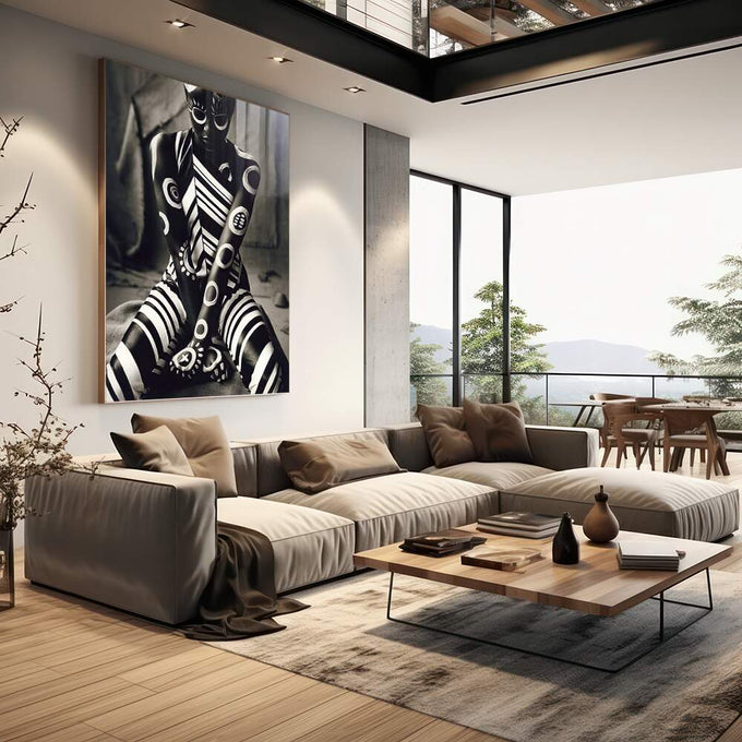 Quadro Decorativo Elegante Mulher em Monocromático - quadros decorativos 1 Tela Vertical, 3 Telas - em escritorio elegante