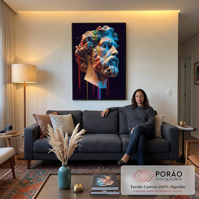 Quadro Decorativo Mitologia Grega - Elegância e Cultura para sua Parede em sala de estar moderna - quadros decorativos para sala