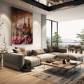 Quadro Decorativo Celebração Vinícola: Expressão de Sabor - quadros decorativos para sala 1 Tela Vertical, 3 Telas - em living room premium