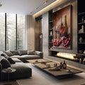 Quadro Decorativo Celebração Vinícola: Expressão de Sabor - quadros decorativos 1 Tela Vertical, 3 Telas - em sala moderna