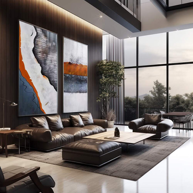 Quadro Decorativo Energia Vibrante: Revitalize seu Espaço - quadros decorativos para sala 2 Telas, abstrato - em quarto contemporaneo
