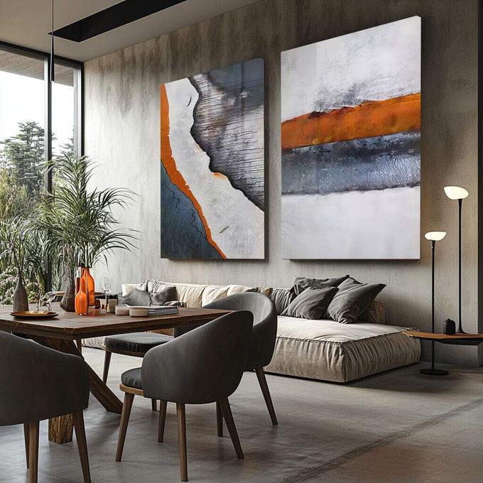 Quadro Decorativo Energia Vibrante: Revitalize seu Espaço - quadros decorativos para sala 2 Telas, abstrato - em ambiente decorado