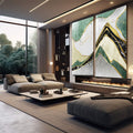 Quadro Decorativo Harmonia Verdejante: Magia Abstrata - quadros decorativos para sala 2 Telas, abstrato - em quarto contemporaneo