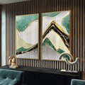 Quadro Decorativo Harmonia Verdejante: Magia Abstrata - quadros decorativos para sala 2 Telas, abstrato - em ambiente decorado