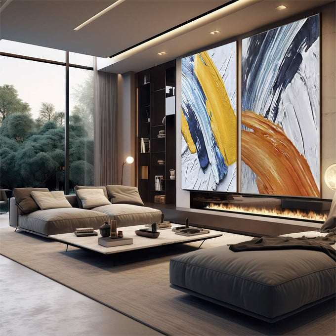Quadro Decorativo: Explosão de Cores ? Toque Único - quadros decorativos para sala 2 Telas, abstrato - em quarto contemporaneo