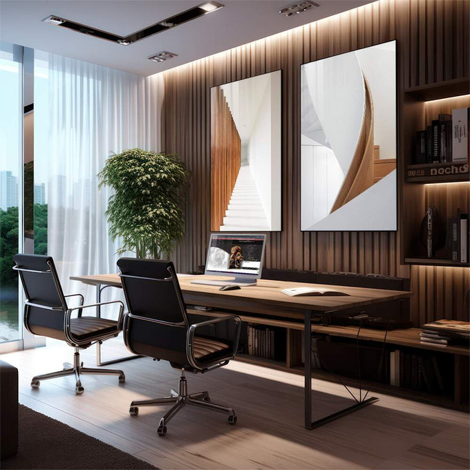 Quadro Decorativo: Escada Espiral - Charme Minimalista - quadros decorativos para sala 2 Telas, abstrato - em quarto contemporaneo
