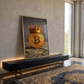 Quadro Decorativo Bitcoin: Poder e Luxo em ambiente decorado - quadros decorativos para sala