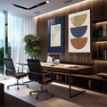 Quadro Decorativo Inspiração Moderna: Azul, Bege e Marrom - quadros decorativos para sala 2 Telas, abstrato geométrico - em quarto contemporaneo