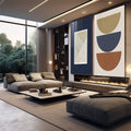 Quadro Decorativo Inspiração Moderna: Azul, Bege e Marrom - quadros decorativos para sala 2 Telas, abstrato geométrico - em living room premium