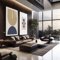Quadro Decorativo: Harmonia Geométrica Única e Vibrante - quadros decorativos 2 Telas, Abstratos e Geométricos - em escritorio elegante