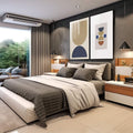 Quadro Decorativo: Harmonia Geométrica Única e Vibrante - quadros decorativos 2 Telas, Abstratos e Geométricos - em sala moderna
