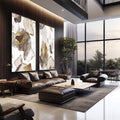 Quadro Decorativo Abstração Ouro e Branco Toque Luxuoso - quadros decorativos 2 Telas, abstrato - em escritorio elegante