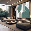 Quadro Decorativo Abstração Ouro Verde: Toque Único - quadros decorativos para sala 2 Telas, Abstratos e Geométricos - em quarto contemporaneo