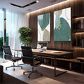 Quadro Decorativo Abstração Ouro Verde: Toque Único - quadros decorativos para sala 2 Telas, Abstratos e Geométricos - em living room premium