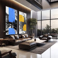 Quadro Decorativo Pincelada Azul e Amarela - Desperte Seu Lar - quadros decorativos 2 Telas, abstrato - em escritorio elegante