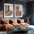 Quadro Decorativo: Dança das Cores Abstratas - quadros decorativos para sala 2 Telas, arquitetura - em ambiente decorado