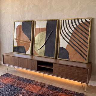 Quadro Decorativo: Luxo em Ouro e Ébano - Arte Rara em ambiente decorado - quadros decorativos para sala